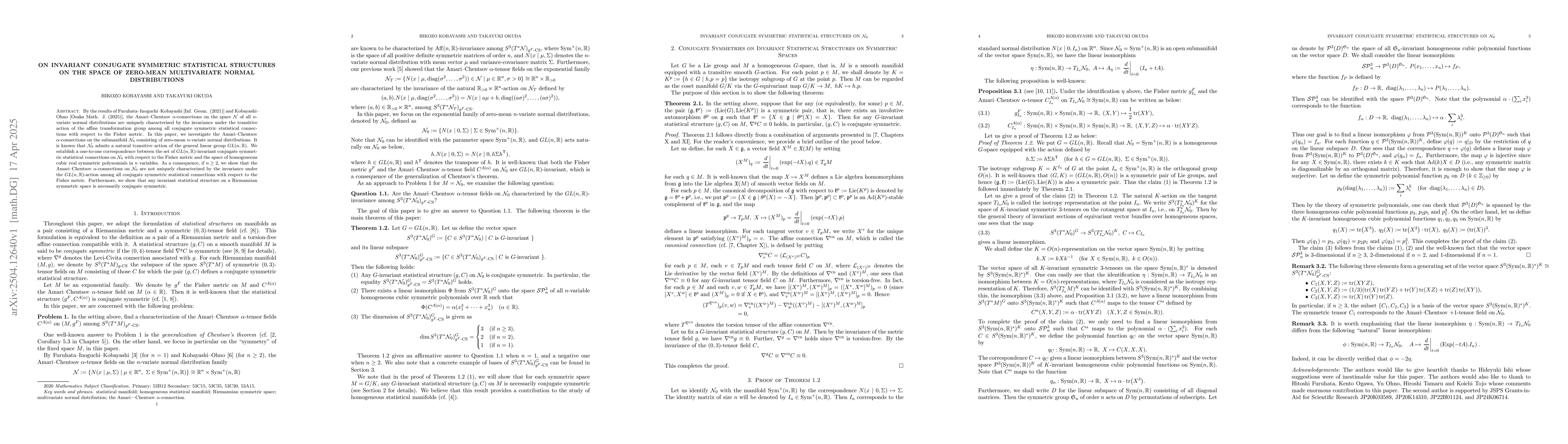 Thumbnail for On Invariant Conjugate Symmetric Statistical Structures on the Space of
  Zero-Mean Multivariate Normal Distributions