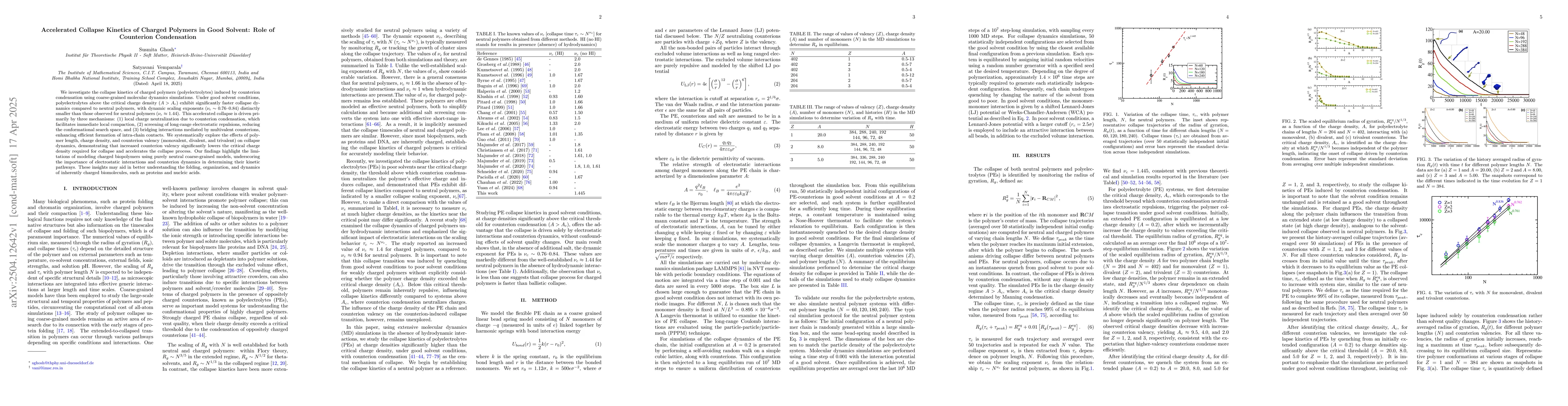 Thumbnail for Accelerated Collapse Kinetics of Charged Polymers in Good Solvent: Role
  of Counterion Condensation