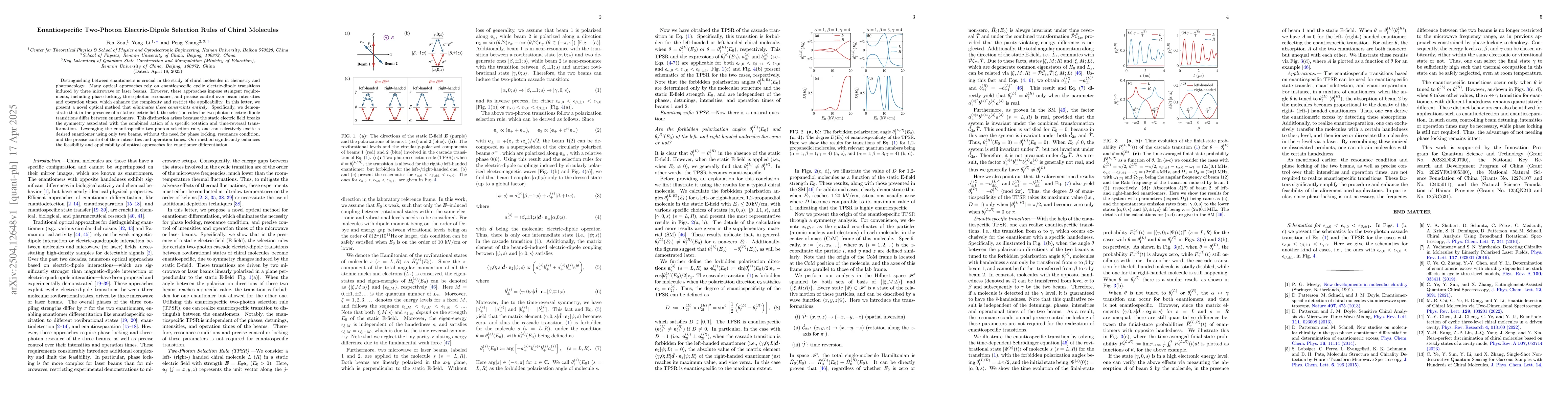 Thumbnail for Enantiospecific Two-Photon Electric-Dipole Selection Rules of Chiral
  Molecules