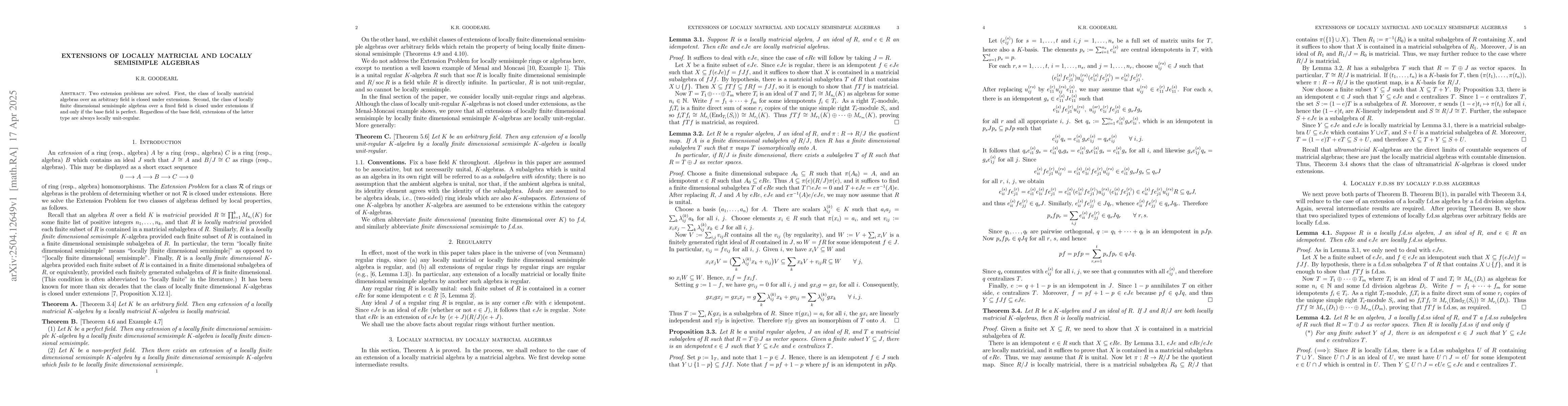 Thumbnail for Extensions of locally matricial and locally semisimple algebras