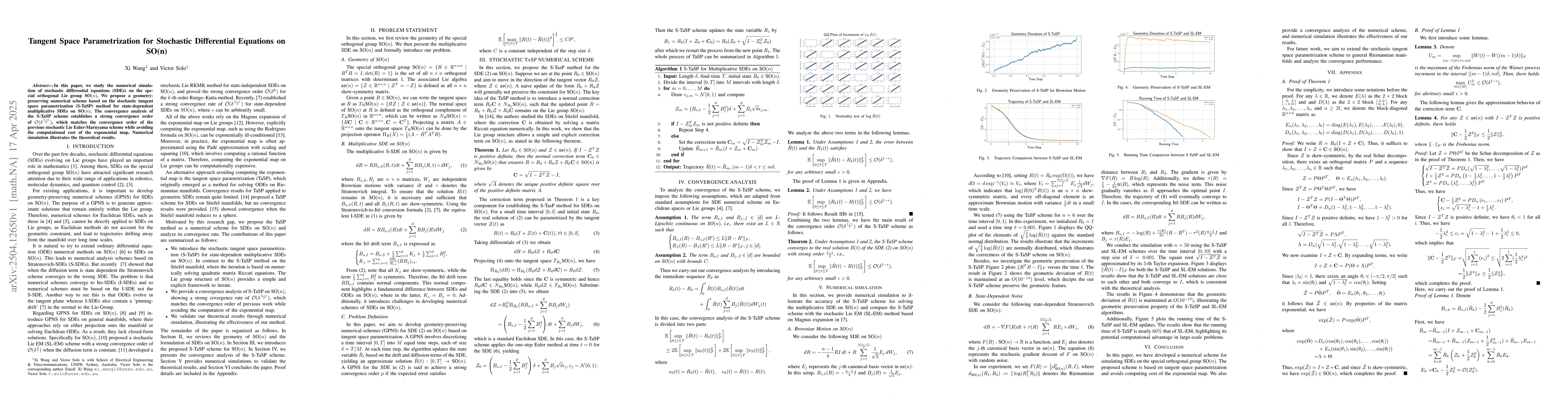 Thumbnail for Tangent Space Parametrization for Stochastic Differential Equations on
  SO(n)