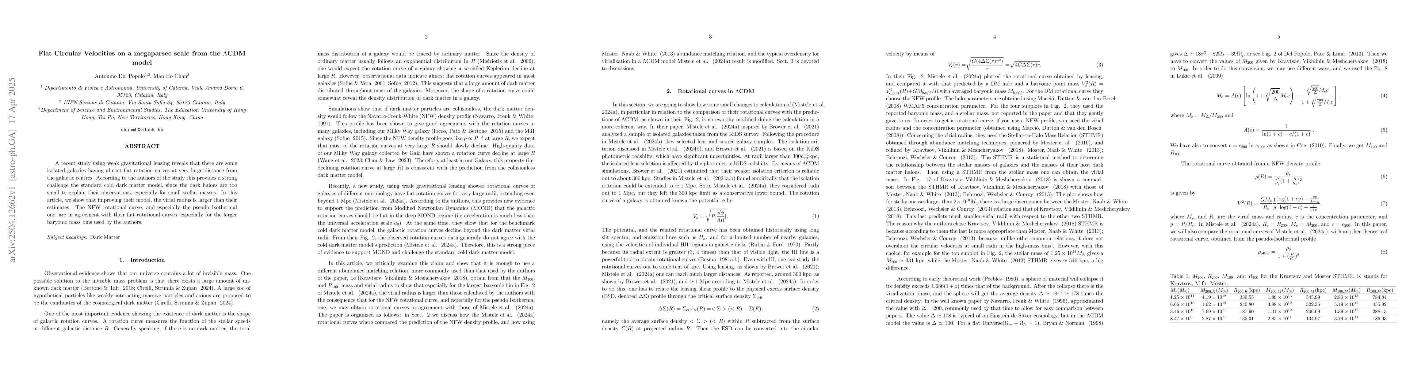 Thumbnail for Flat Circular Velocities on a megaparsec scale from the $Λ$CDM
  model