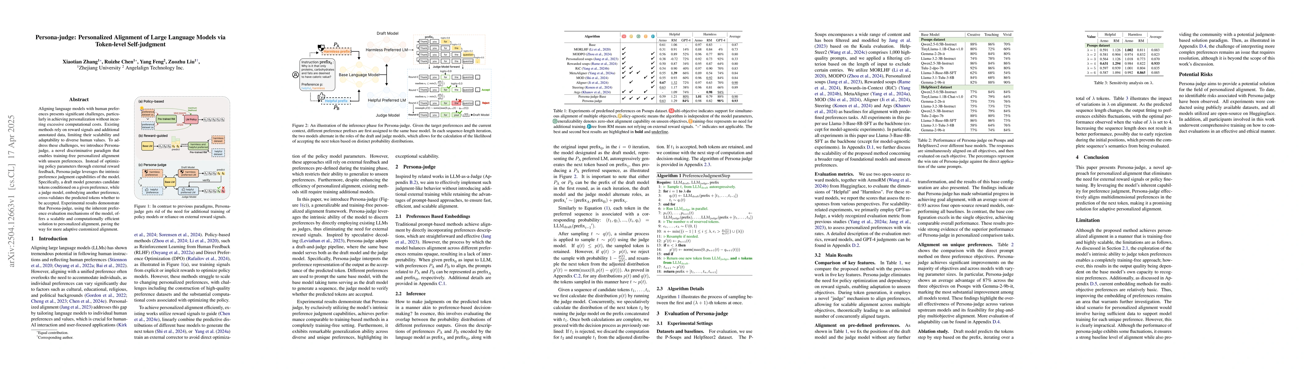 Thumbnail for Persona-judge: Personalized Alignment of Large Language Models via
  Token-level Self-judgment