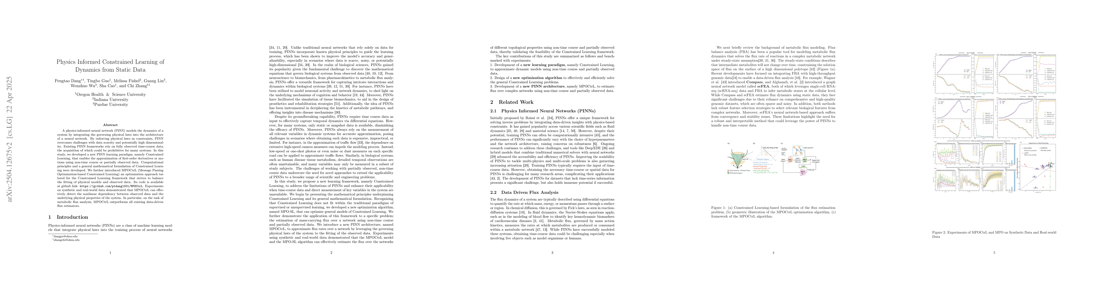 Thumbnail for Physics Informed Constrained Learning of Dynamics from Static Data