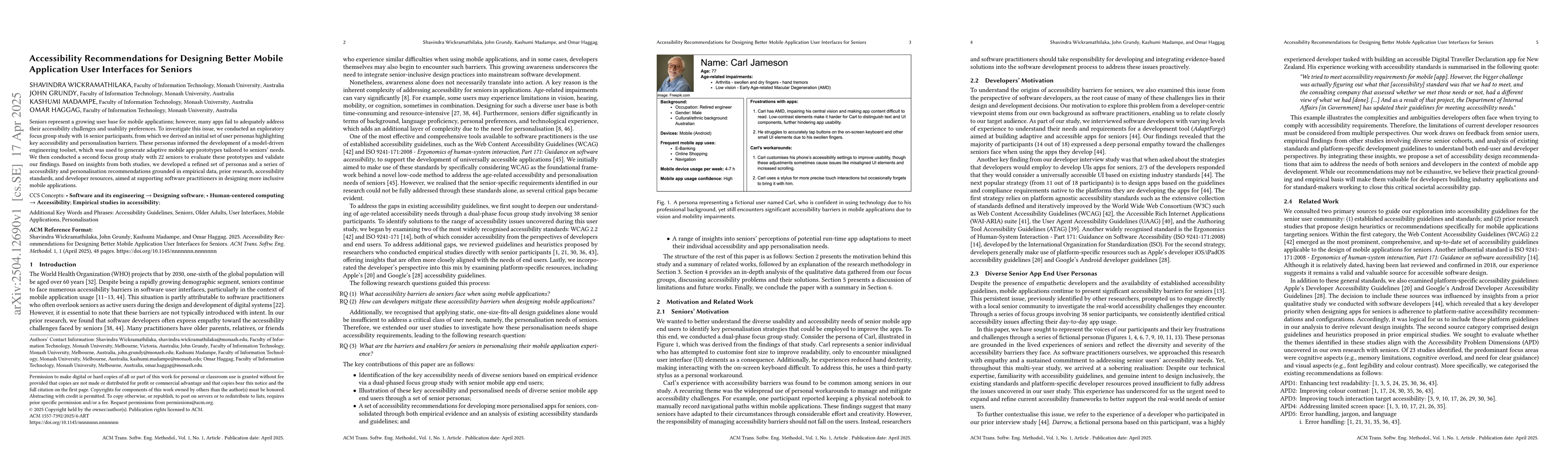 Thumbnail for Accessibility Recommendations for Designing Better Mobile Application
  User Interfaces for Seniors