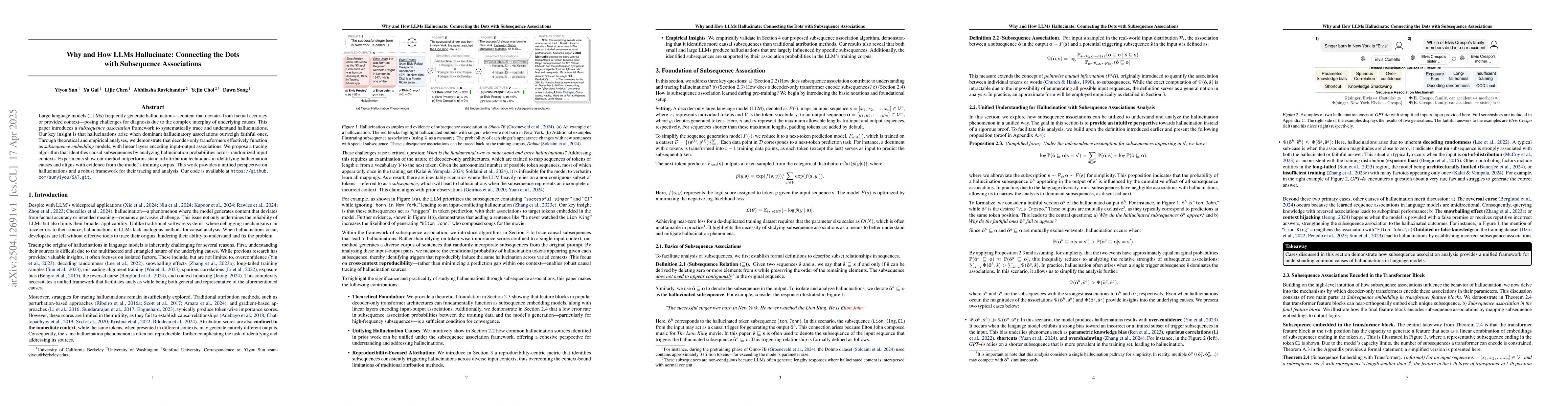 Thumbnail for Why and How LLMs Hallucinate: Connecting the Dots with Subsequence
  Associations