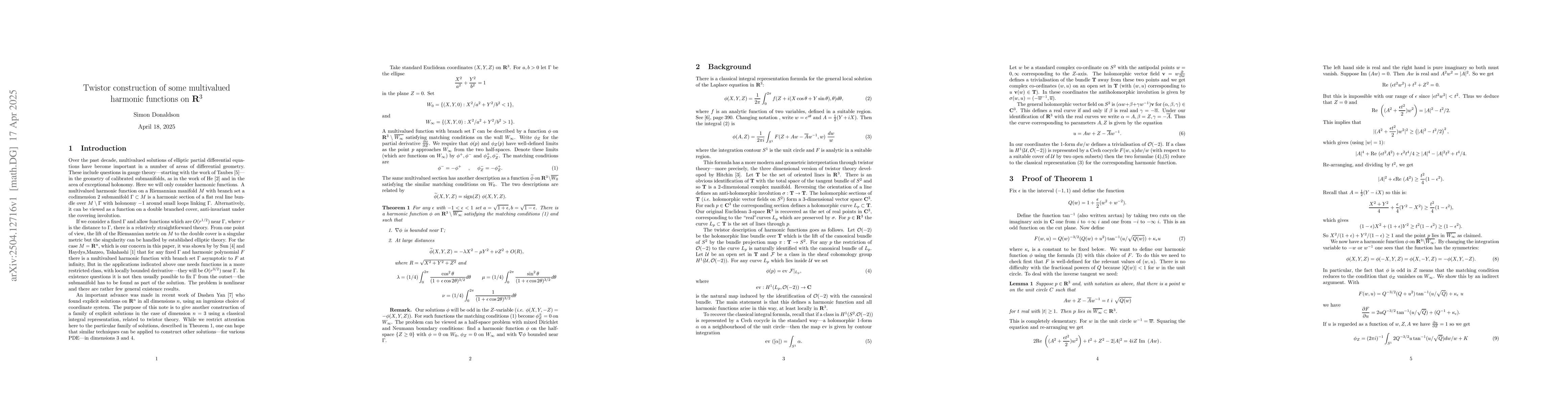 Thumbnail for Twistor construction of some multivalued harmonic functions on ${\bf
  R}^{3}$