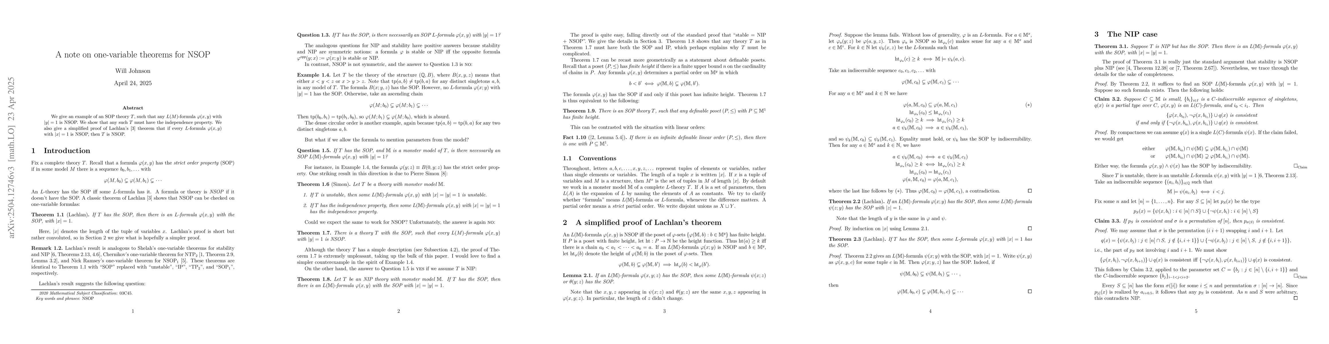 Thumbnail for A note on one-variable theorems for NSOP