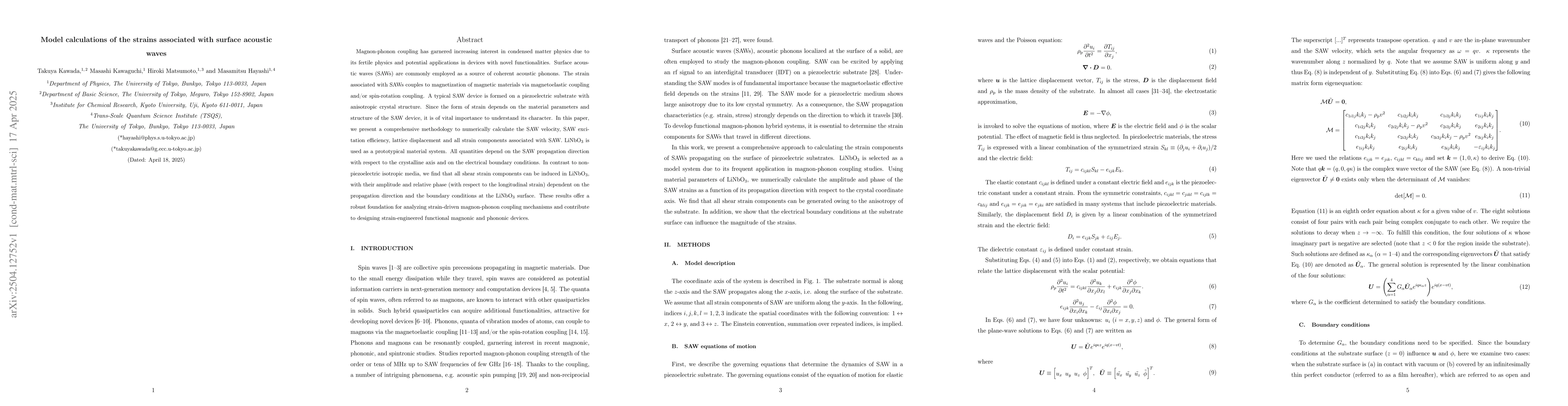 Thumbnail for Model calculations of the strains associated with surface acoustic waves