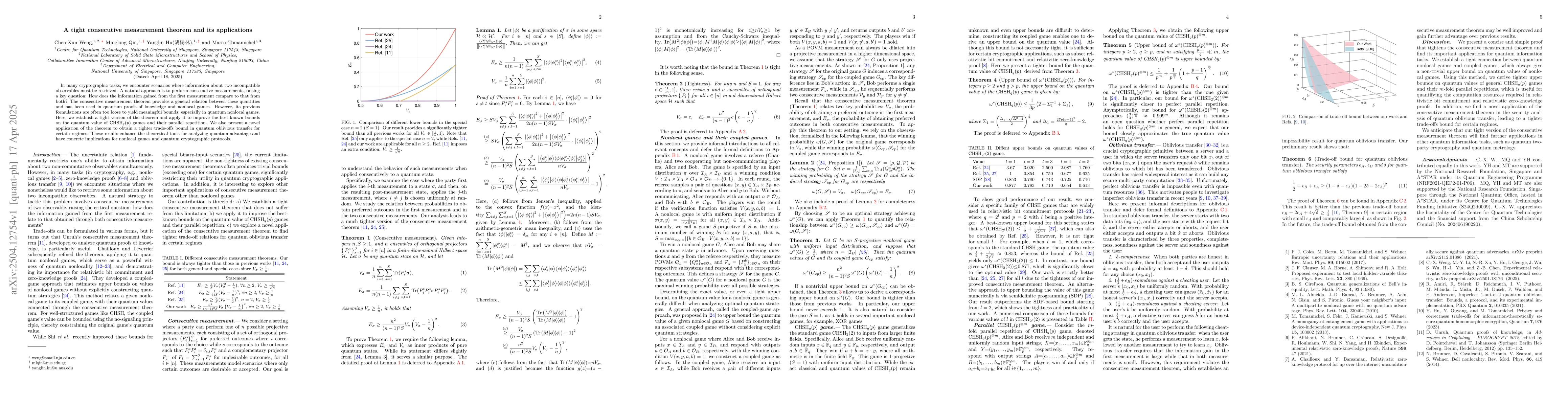 Thumbnail for A tight consecutive measurement theorem and its applications