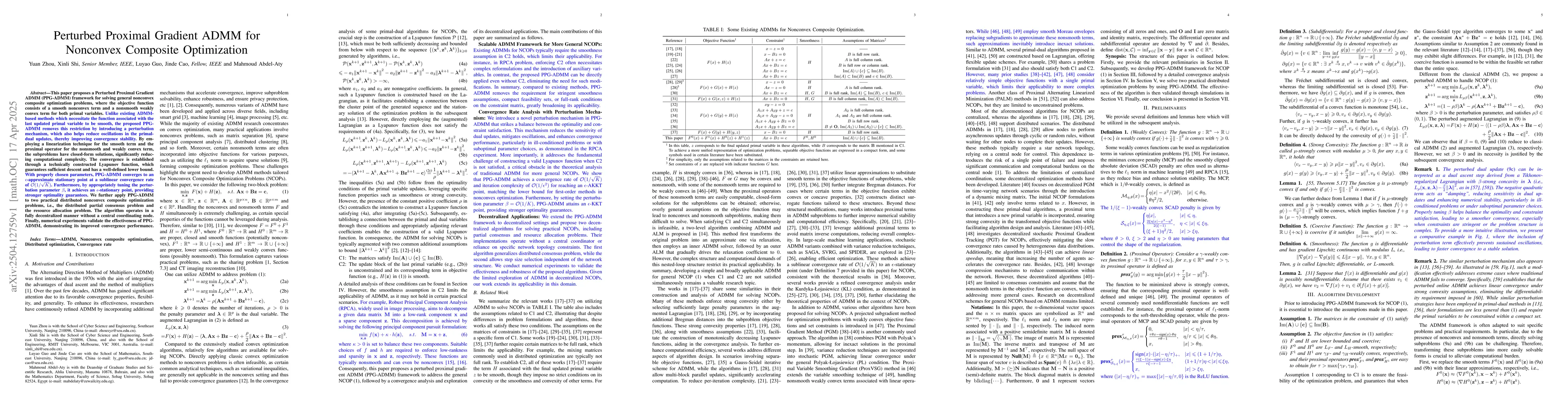 Thumbnail for Perturbed Proximal Gradient ADMM for Nonconvex Composite Optimization