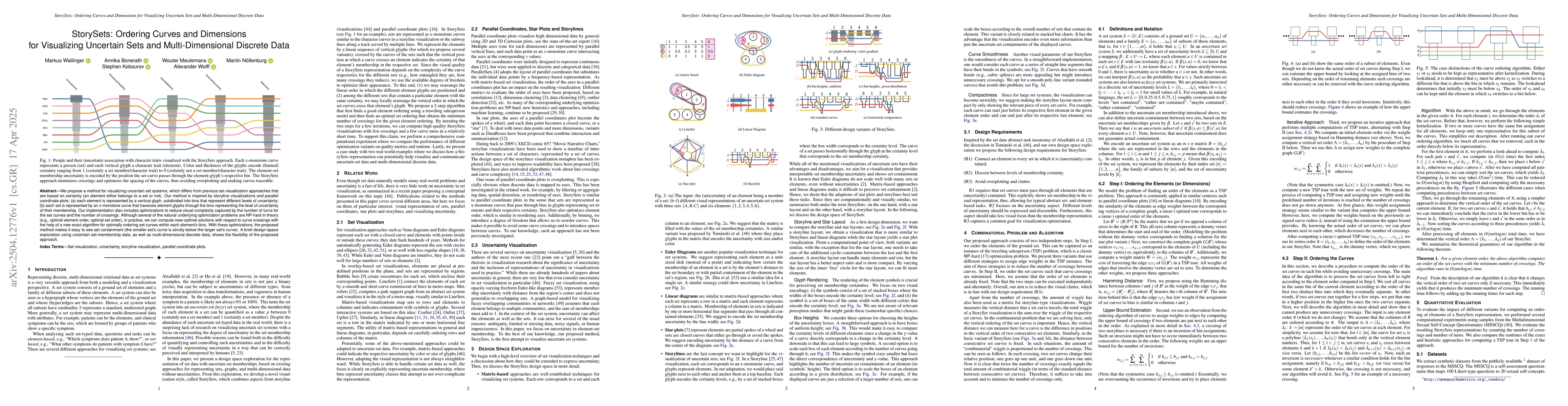 Thumbnail for StorySets: Ordering Curves and Dimensions for Visualizing Uncertain Sets
  and Multi-Dimensional Discrete Data
