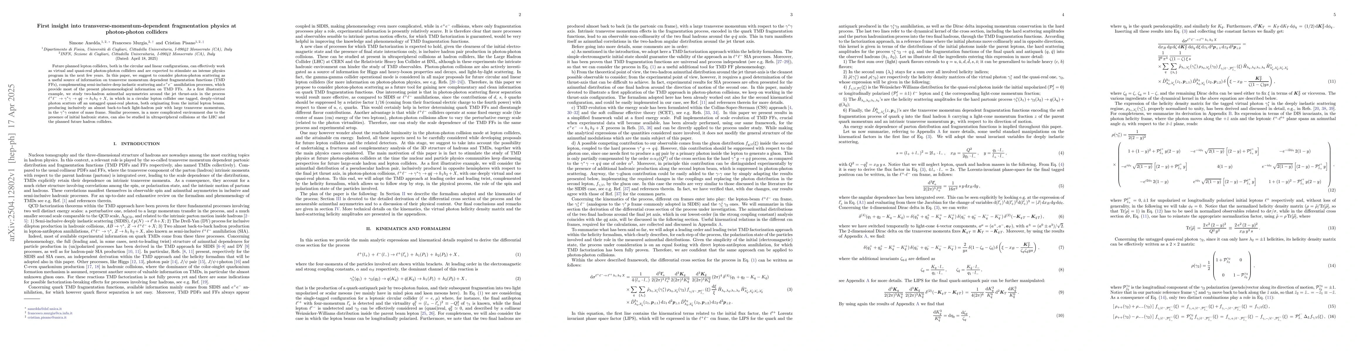 Thumbnail for First insight into transverse-momentum-dependent fragmentation physics
  at photon-photon colliders