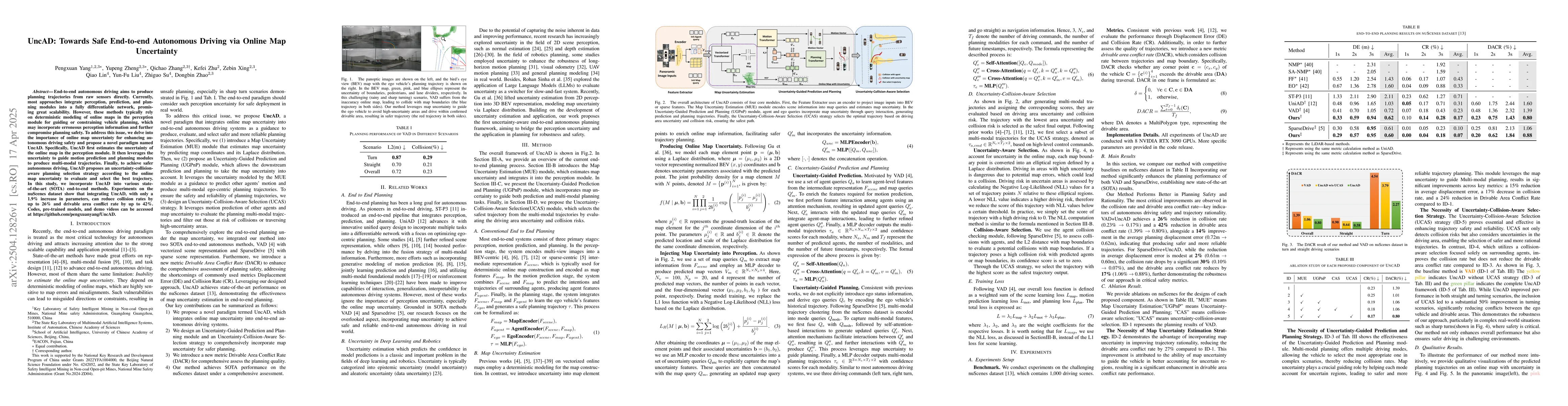 Thumbnail for UncAD: Towards Safe End-to-end Autonomous Driving via Online Map
  Uncertainty