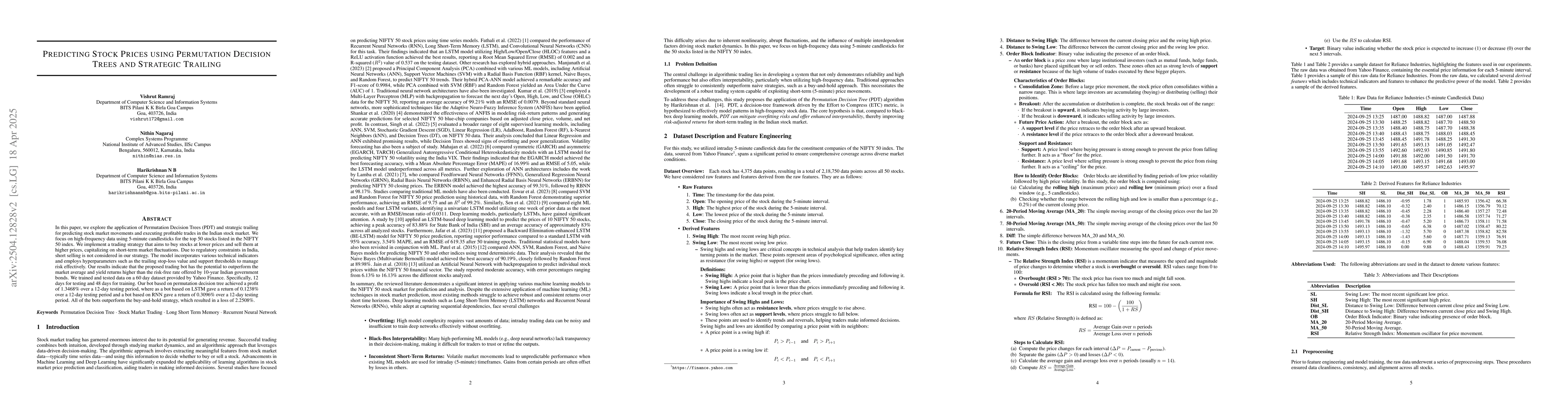 Thumbnail for Predicting Stock Prices using Permutation Decision Trees and Strategic
  Trailing