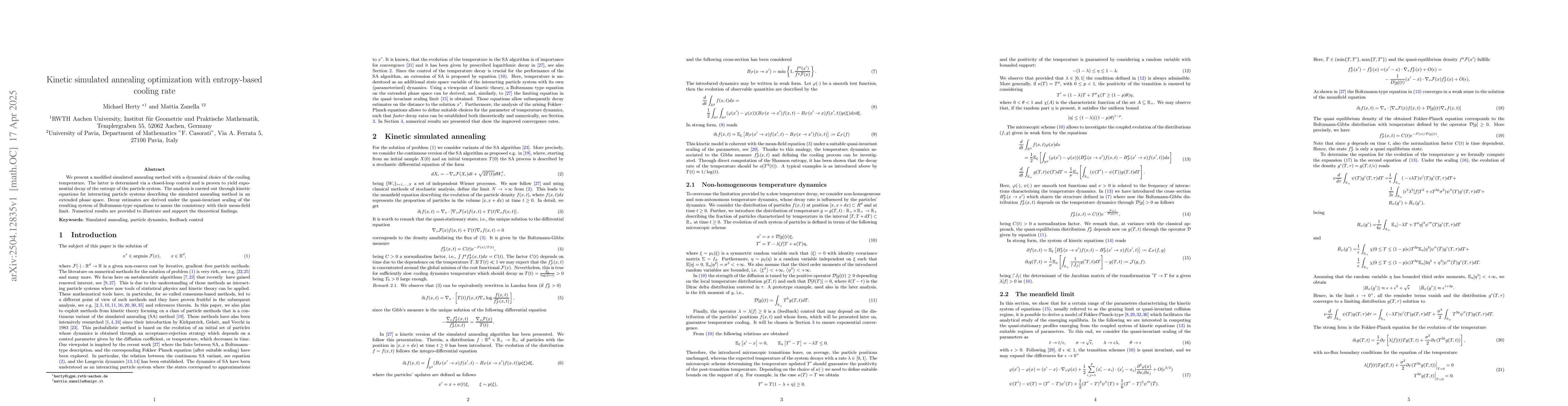Thumbnail for Kinetic simulated annealing optimization with entropy-based cooling rate