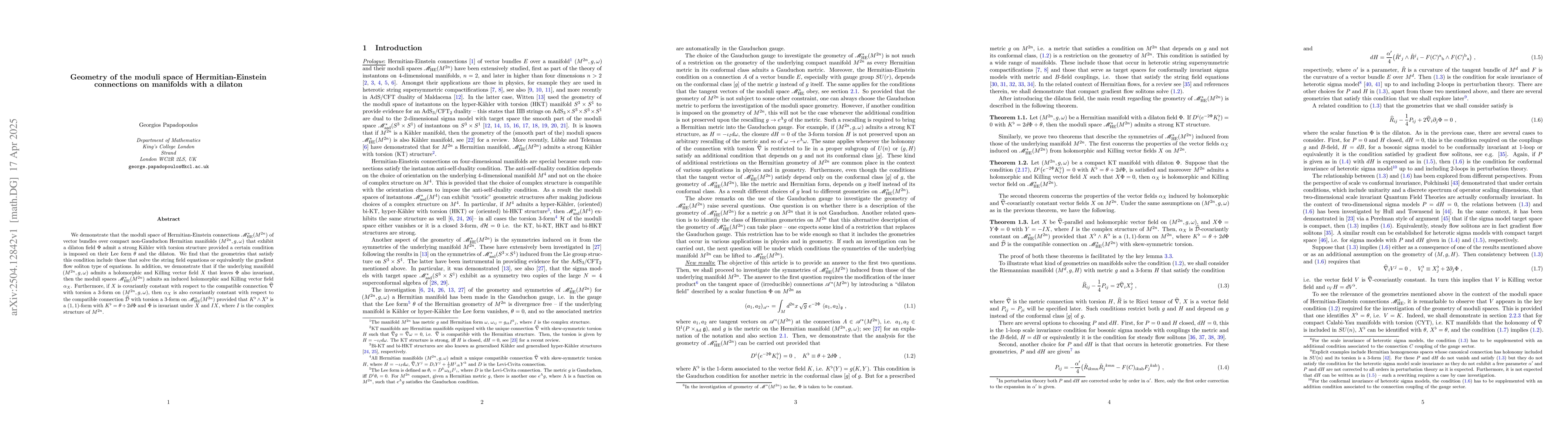 Thumbnail for Geometry of the moduli space of Hermitian-Einstein connections on
  manifolds with a dilaton