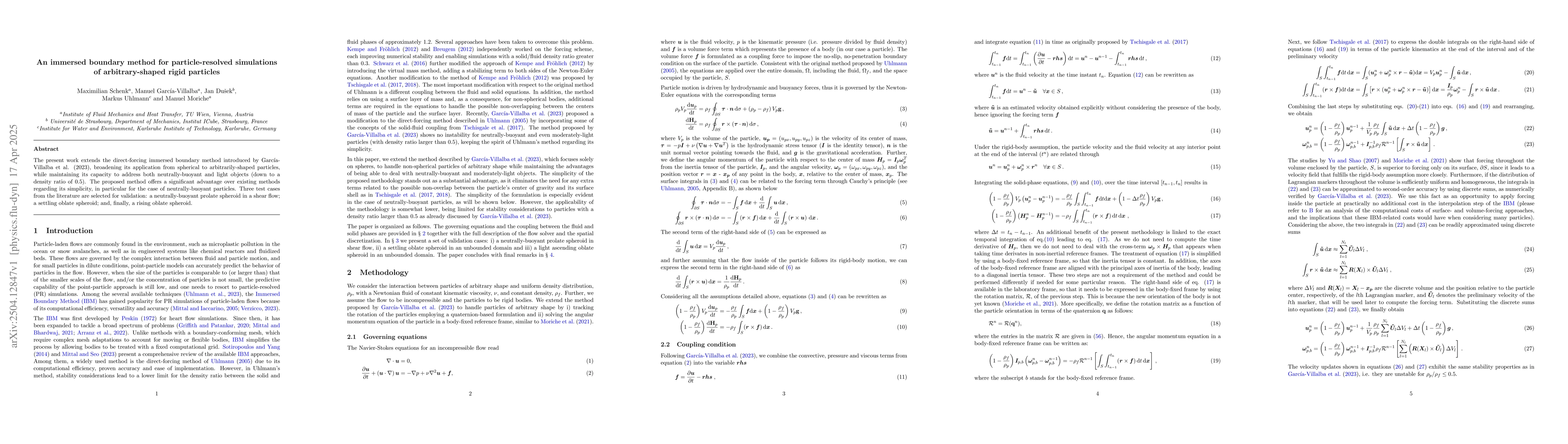 Thumbnail for An immersed boundary method for particle-resolved simulations of
  arbitrary-shaped rigid particles