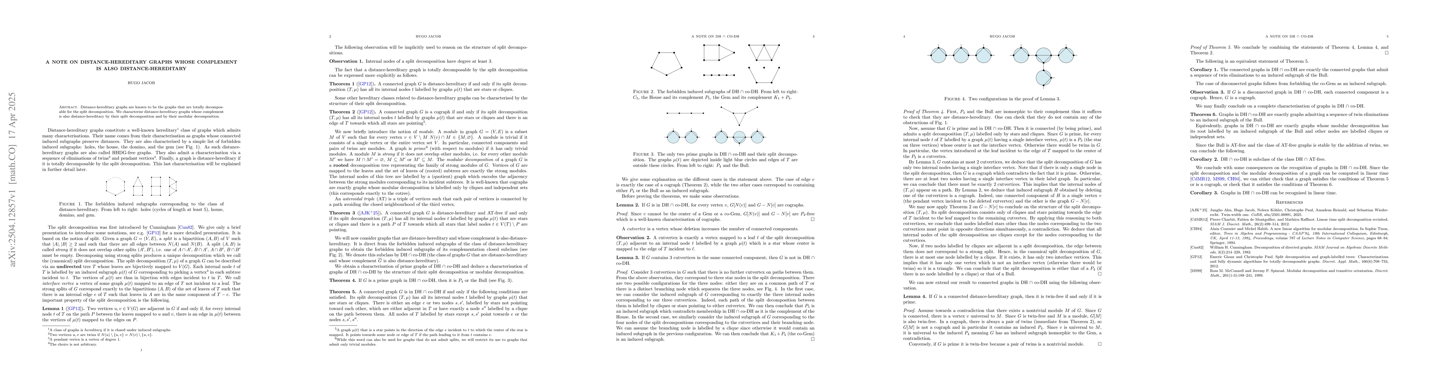 Thumbnail for A note on distance-hereditary graphs whose complement is also
  distance-hereditary