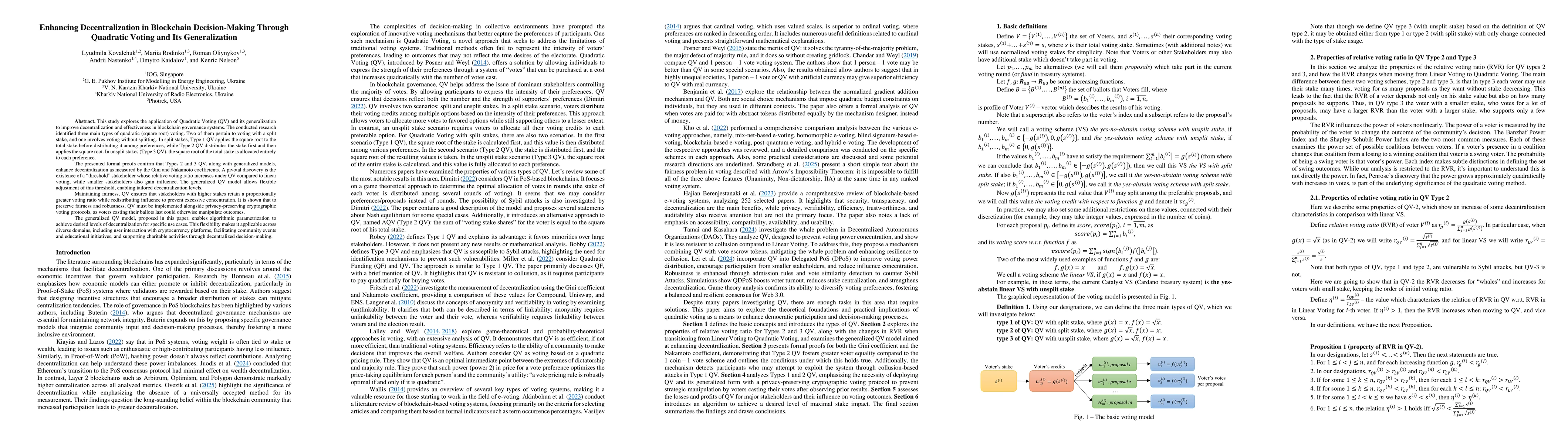 Thumbnail for Enhancing Decentralization in Blockchain Decision-Making Through
  Quadratic Voting and Its Generalization