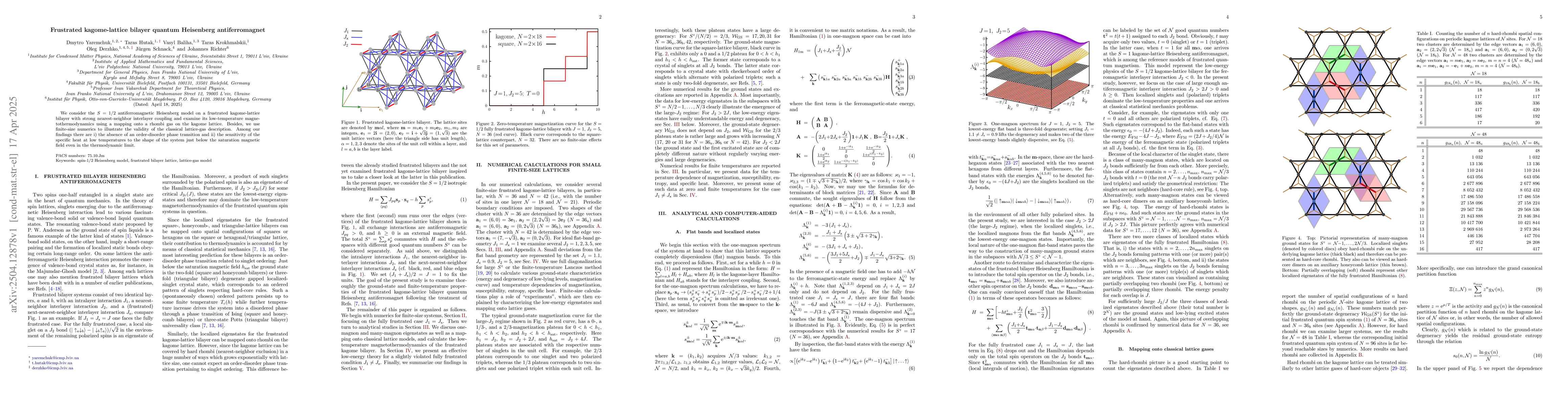 Thumbnail for Frustrated kagome-lattice bilayer quantum Heisenberg antiferromagnet
