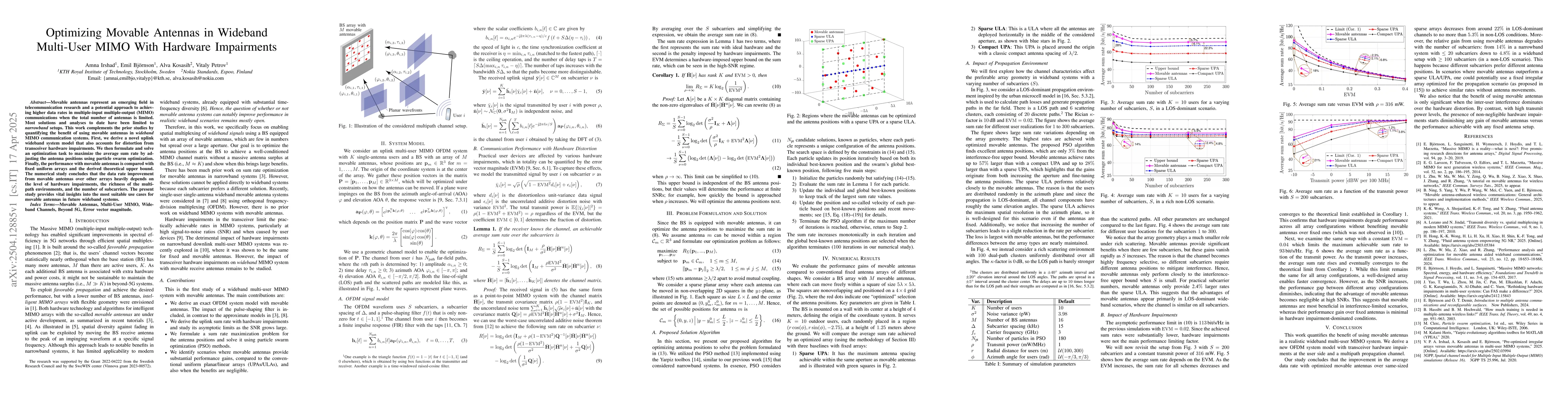 Thumbnail for Optimizing Movable Antennas in Wideband Multi-User MIMO With Hardware
  Impairments