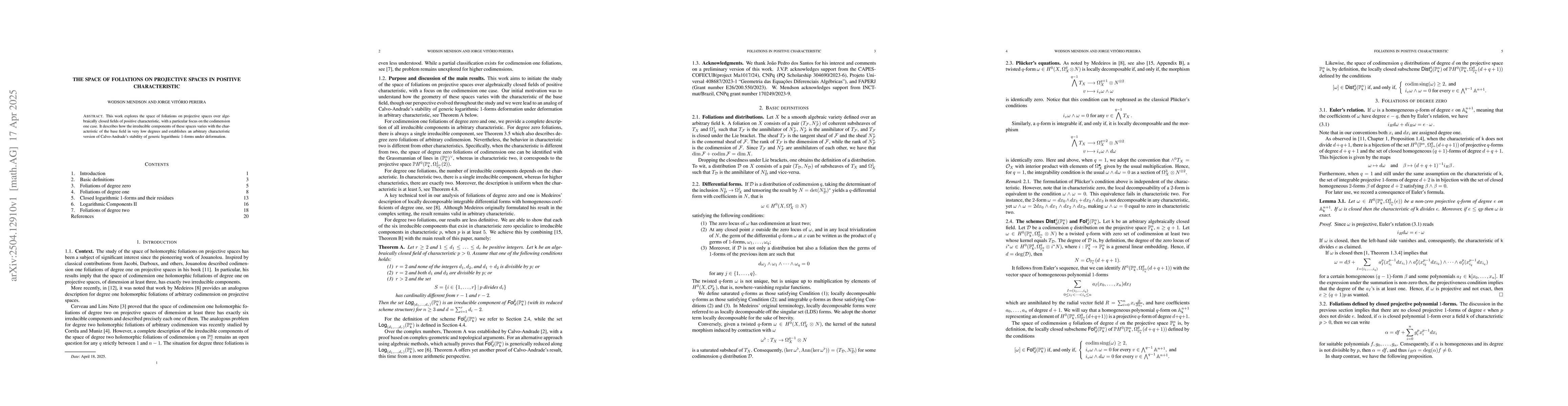 Thumbnail for The space of foliations on projective spaces in positive characteristic