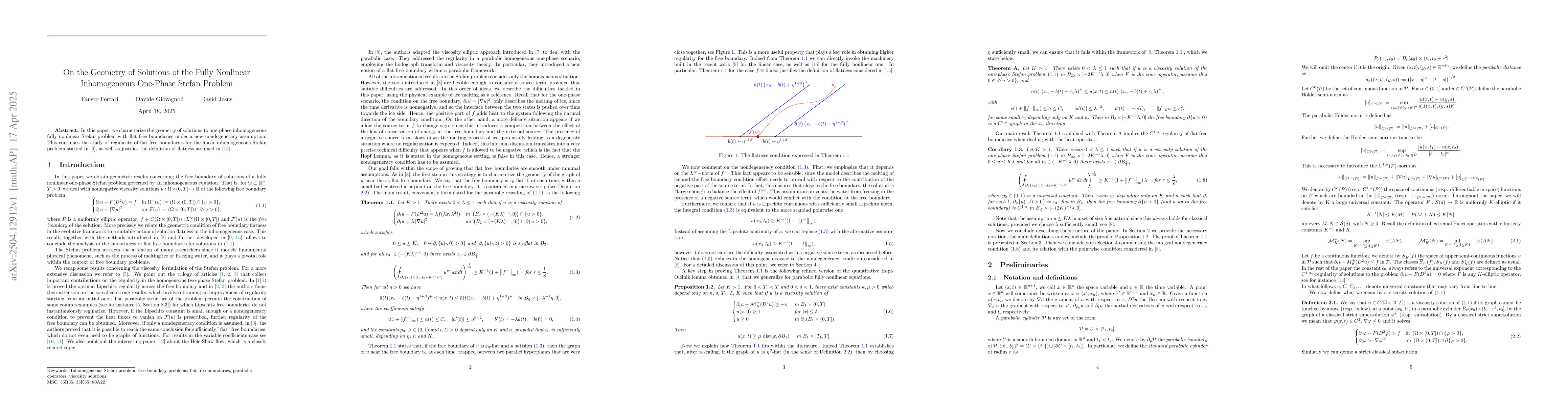Thumbnail for On the Geometry of Solutions of the Fully Nonlinear Inhomogeneous
  One-Phase Stefan Problem
