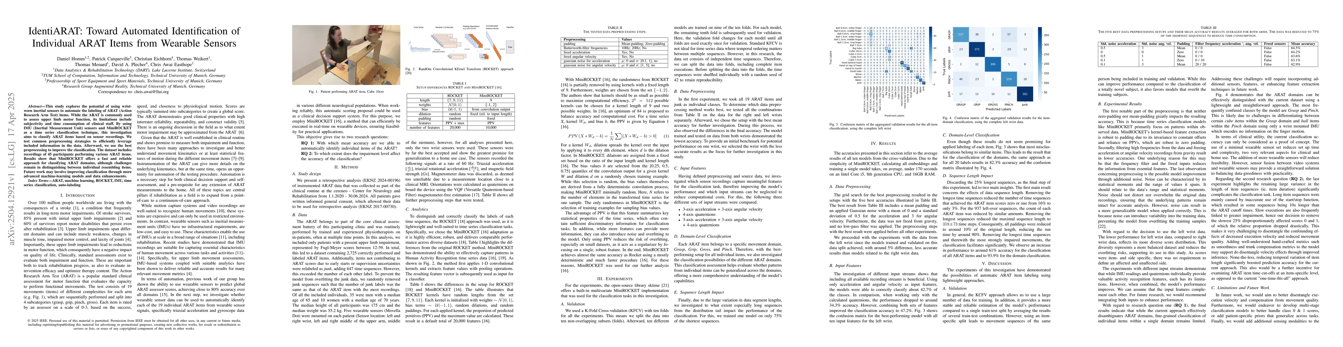 Thumbnail for IdentiARAT: Toward Automated Identification of Individual ARAT Items
  from Wearable Sensors