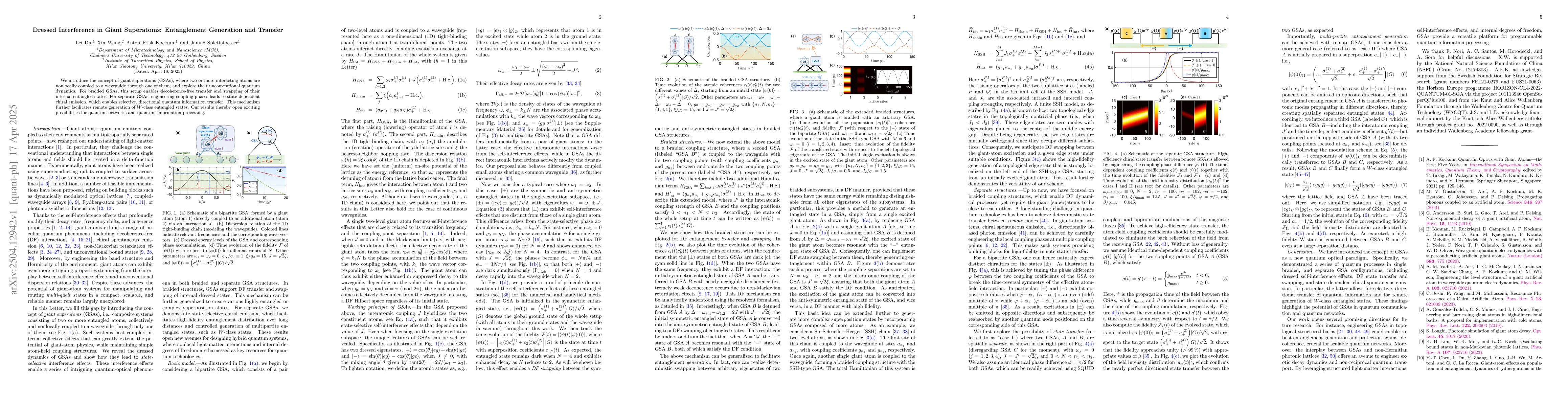 Thumbnail for Dressed Interference in Giant Superatoms: Entanglement Generation and
  Transfer