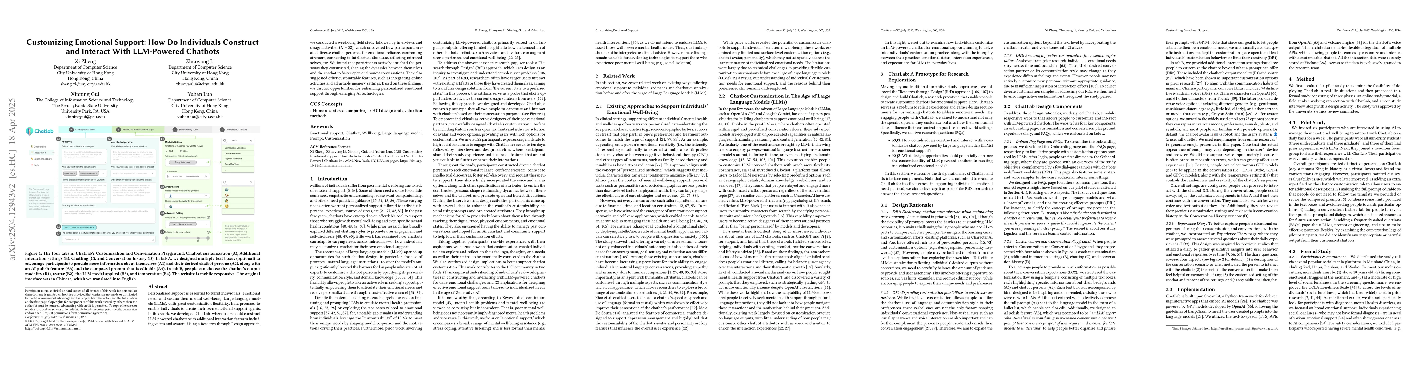 Thumbnail for Customizing Emotional Support: How Do Individuals Construct and Interact
  With LLM-Powered Chatbots