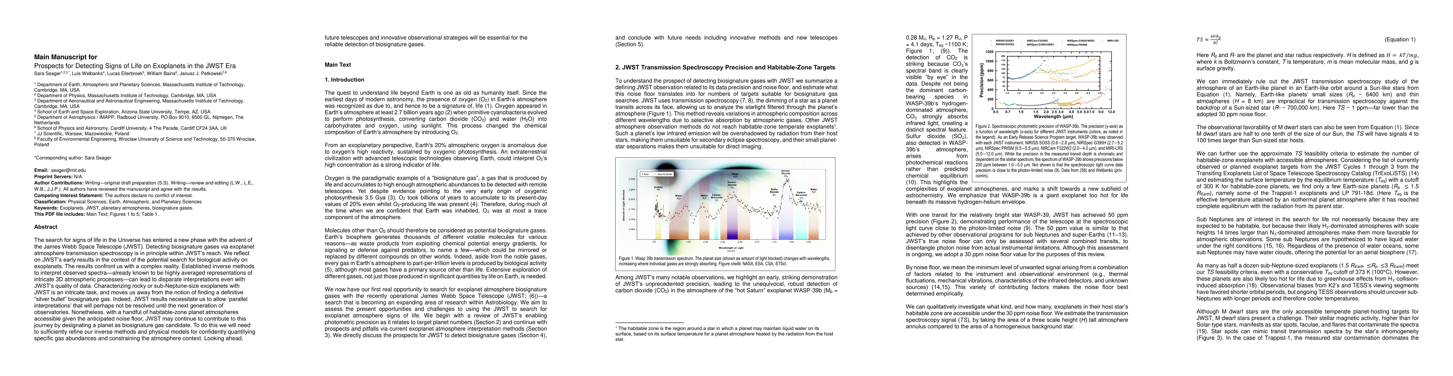 Thumbnail for Prospects for Detecting Signs of Life on Exoplanets in the JWST Era