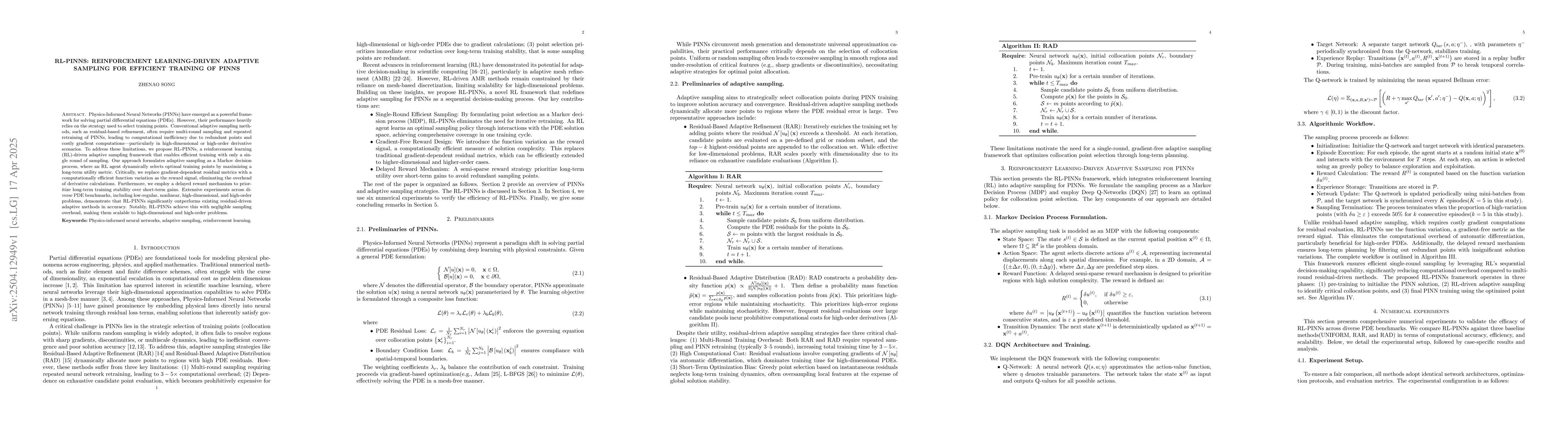 Thumbnail for RL-PINNs: Reinforcement Learning-Driven Adaptive Sampling for Efficient
  Training of PINNs