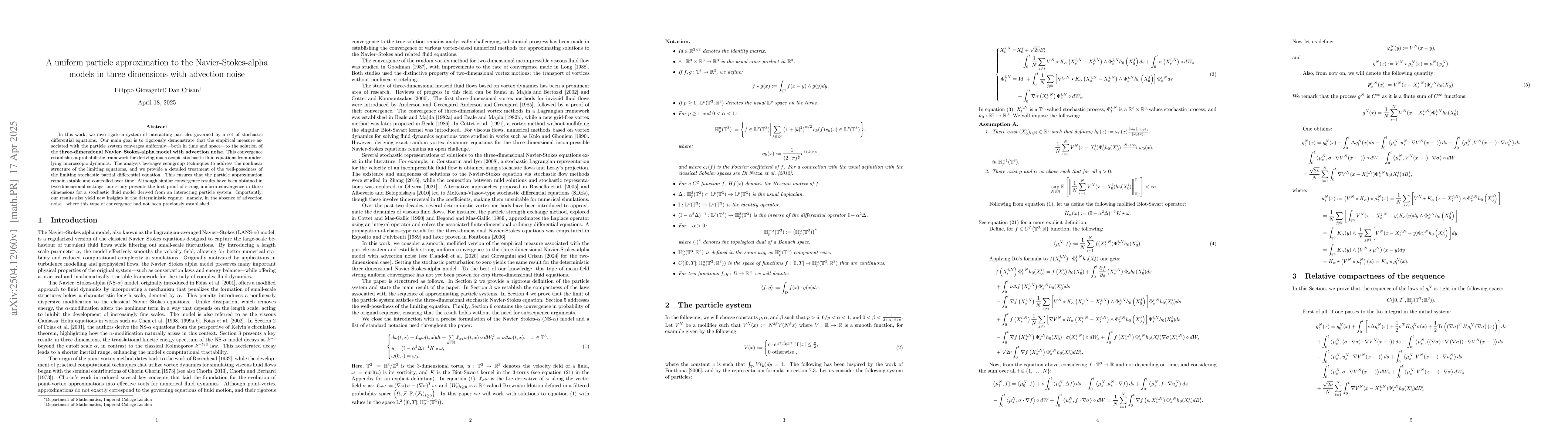 Thumbnail for A uniform particle approximation to the Navier-Stokes-alpha models in
  three dimensions with advection noise