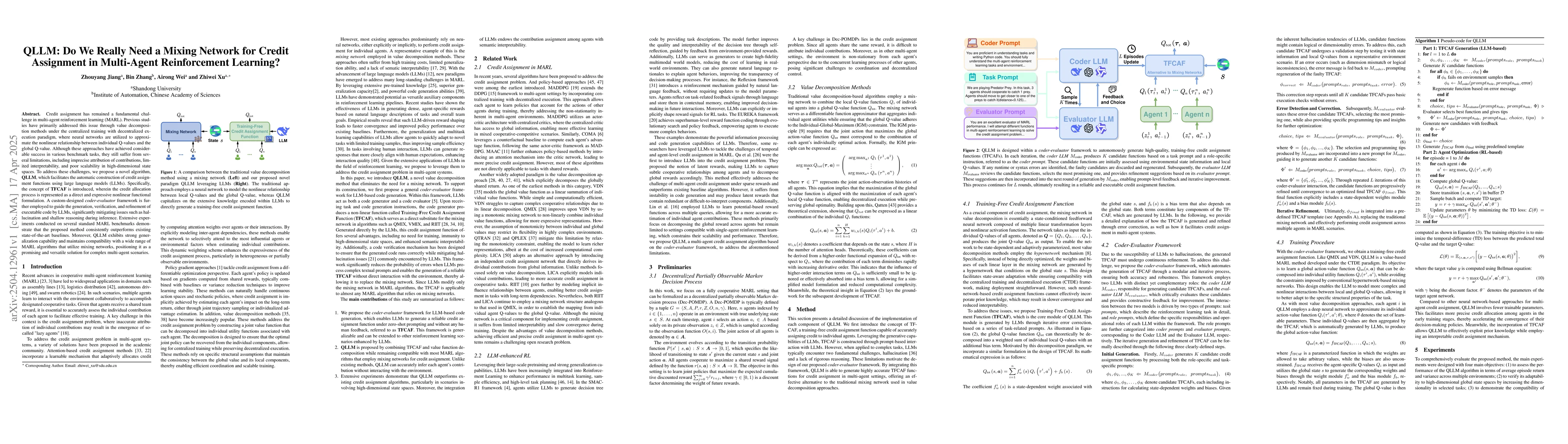 Thumbnail for QLLM: Do We Really Need a Mixing Network for Credit Assignment in
  Multi-Agent Reinforcement Learning?