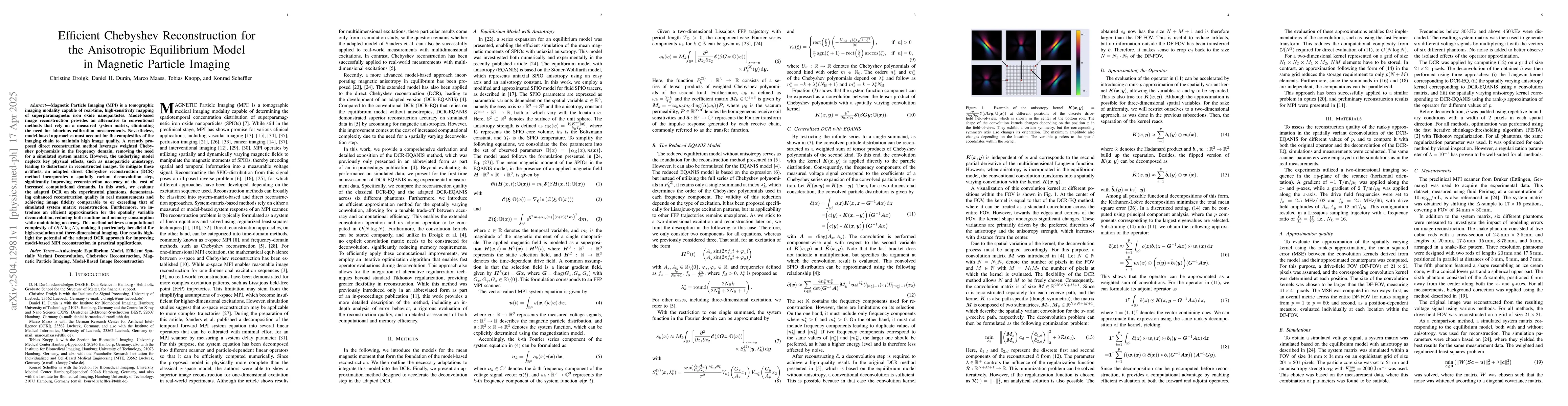 Thumbnail for Efficient Chebyshev Reconstruction for the Anisotropic Equilibrium Model
  in Magnetic Particle Imaging