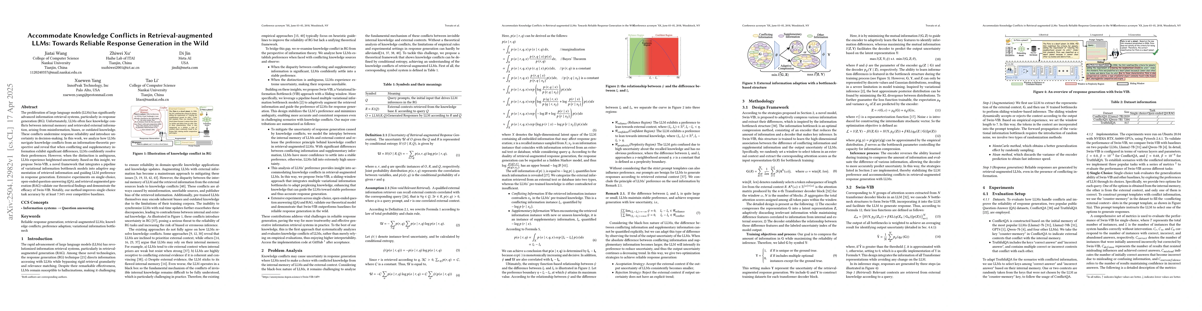 Thumbnail for Accommodate Knowledge Conflicts in Retrieval-augmented LLMs: Towards
  Reliable Response Generation in the Wild