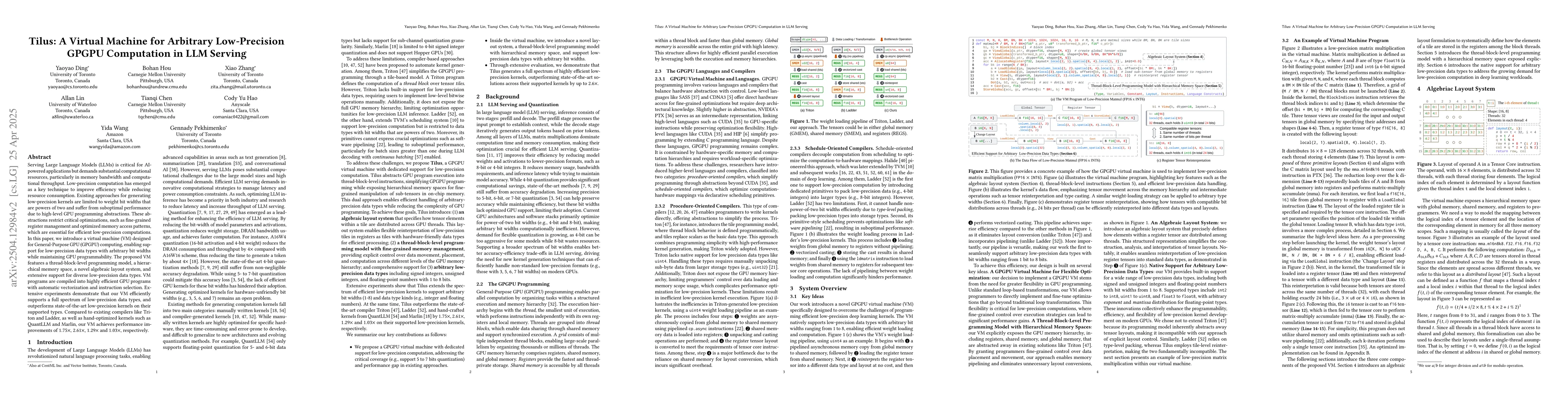 Thumbnail for Tilus: A Virtual Machine for Arbitrary Low-Precision GPGPU Computation
  in LLM Serving