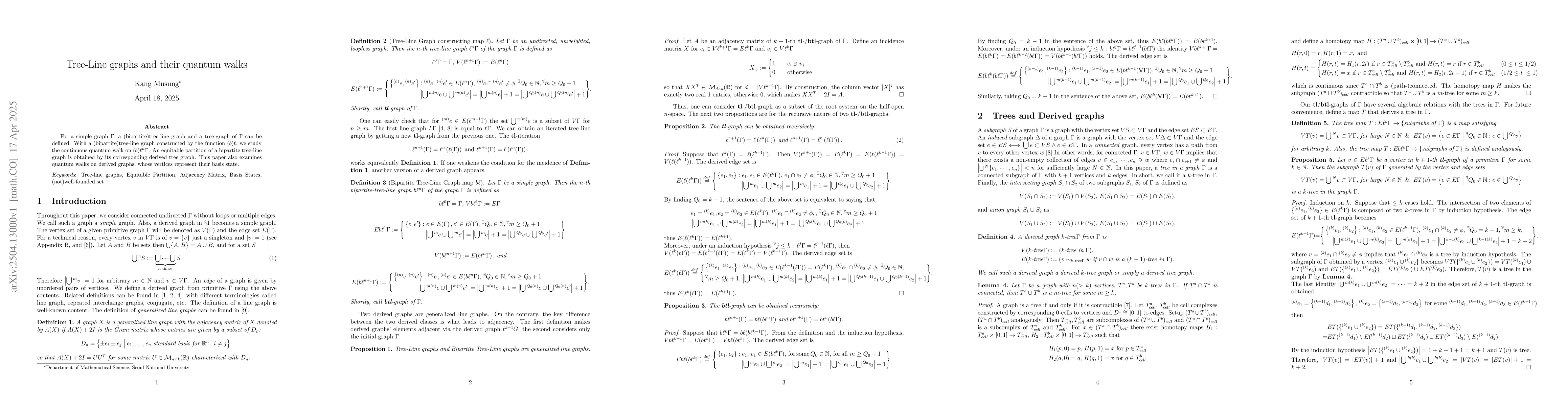 Thumbnail for Tree-Line graphs and their quantum walks