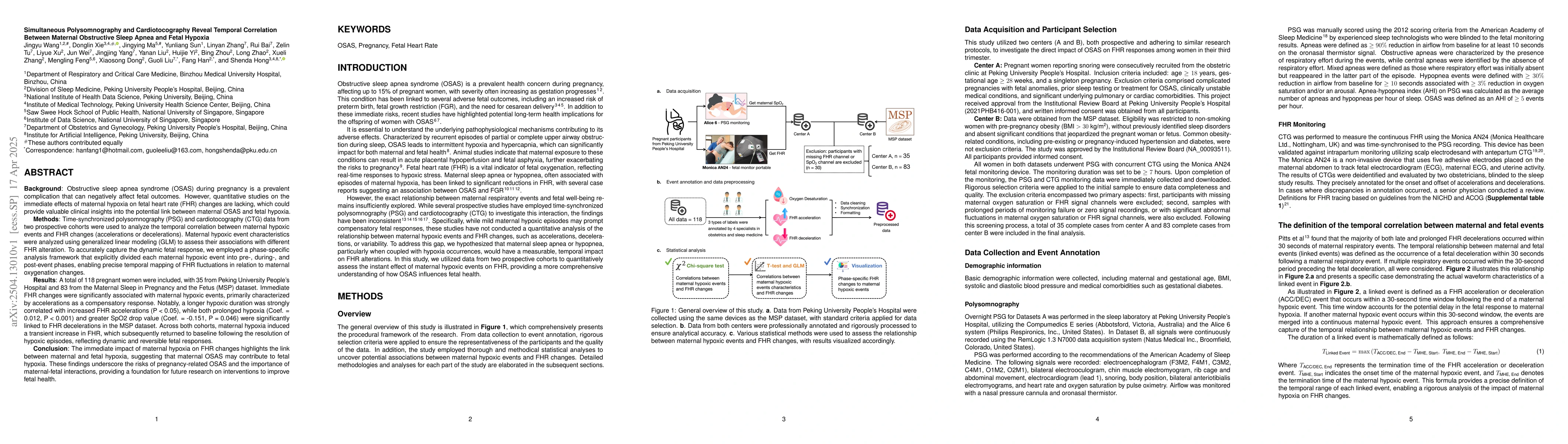 Thumbnail for Simultaneous Polysomnography and Cardiotocography Reveal Temporal
  Correlation Between Maternal Obstructive Sleep Apnea and Fetal Hypoxia