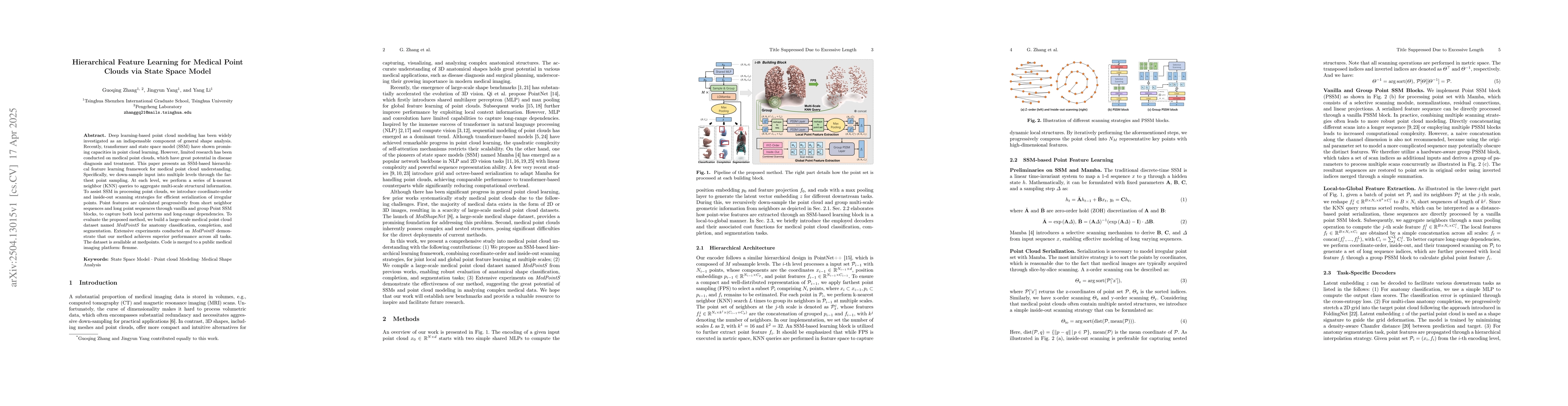 Thumbnail for Hierarchical Feature Learning for Medical Point Clouds via State Space
  Model