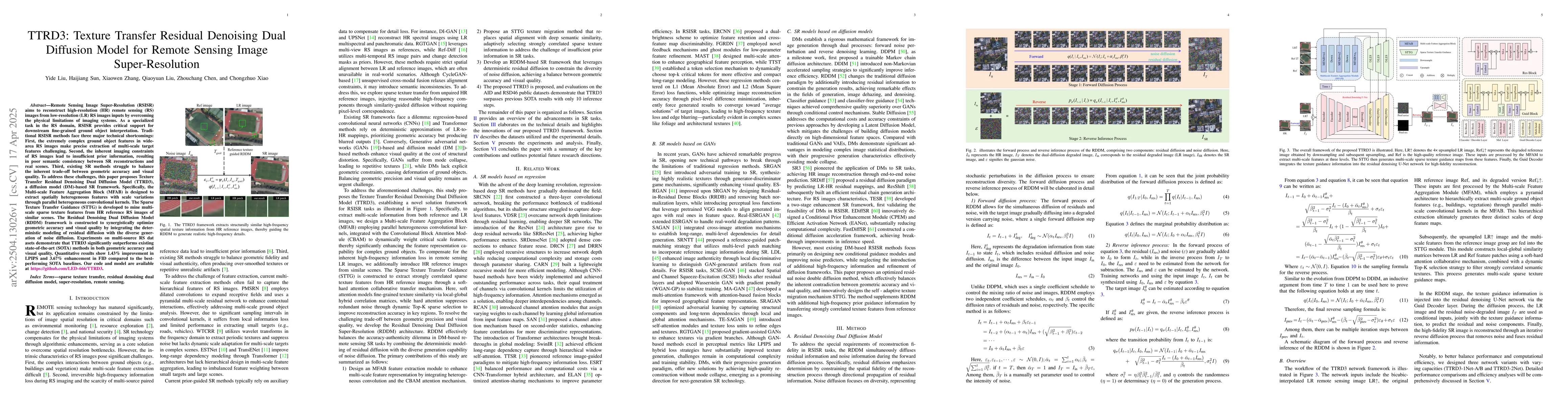 Thumbnail for TTRD3: Texture Transfer Residual Denoising Dual Diffusion Model for
  Remote Sensing Image Super-Resolution