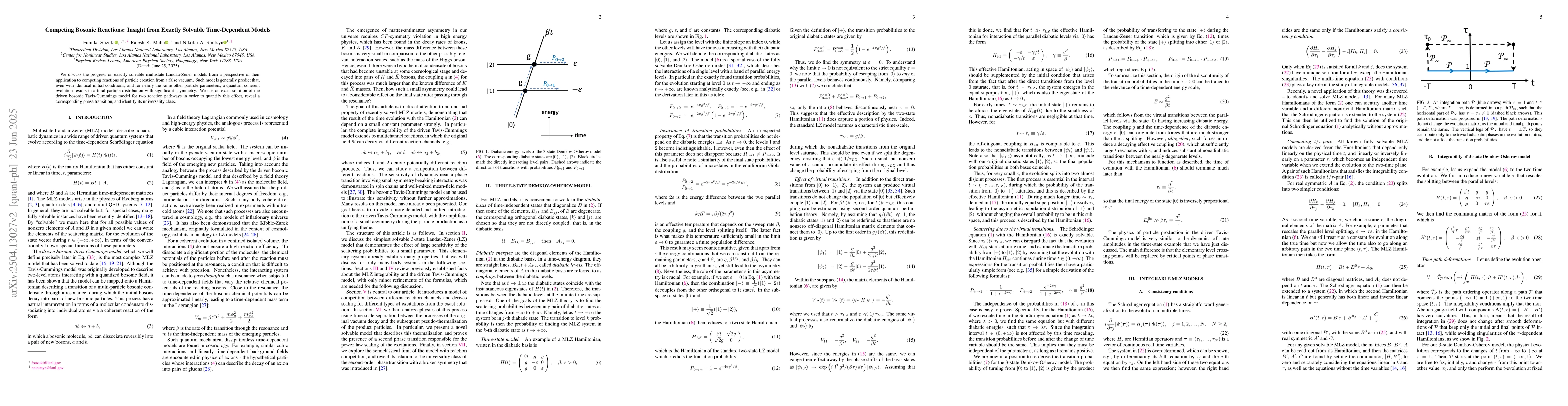 Thumbnail for Competing Bosonic Reactions: Insight from Exactly Solvable
  Time-Dependent Models