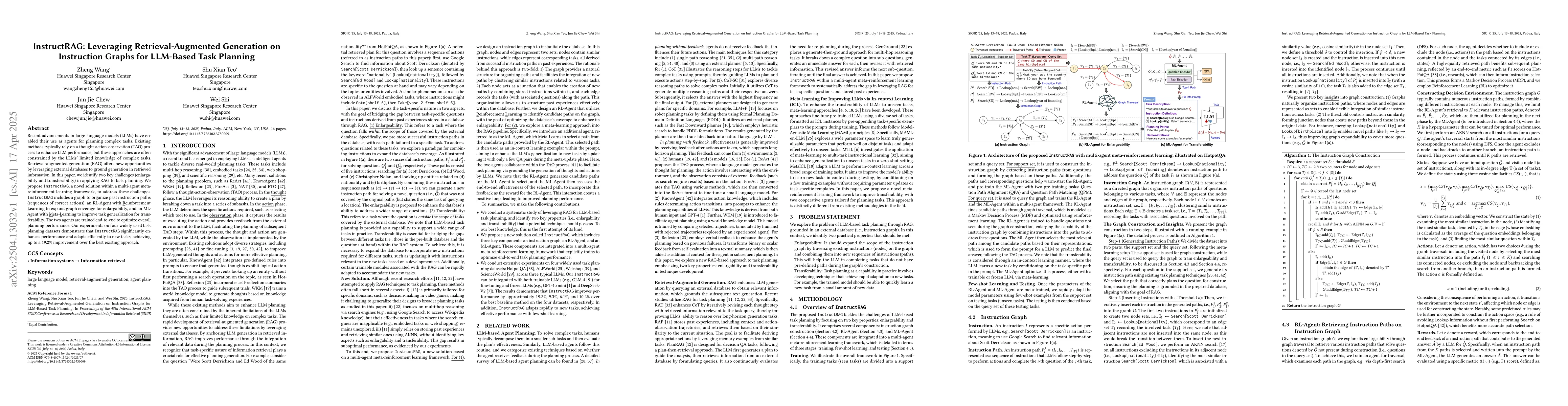 Thumbnail for InstructRAG: Leveraging Retrieval-Augmented Generation on Instruction
  Graphs for LLM-Based Task Planning