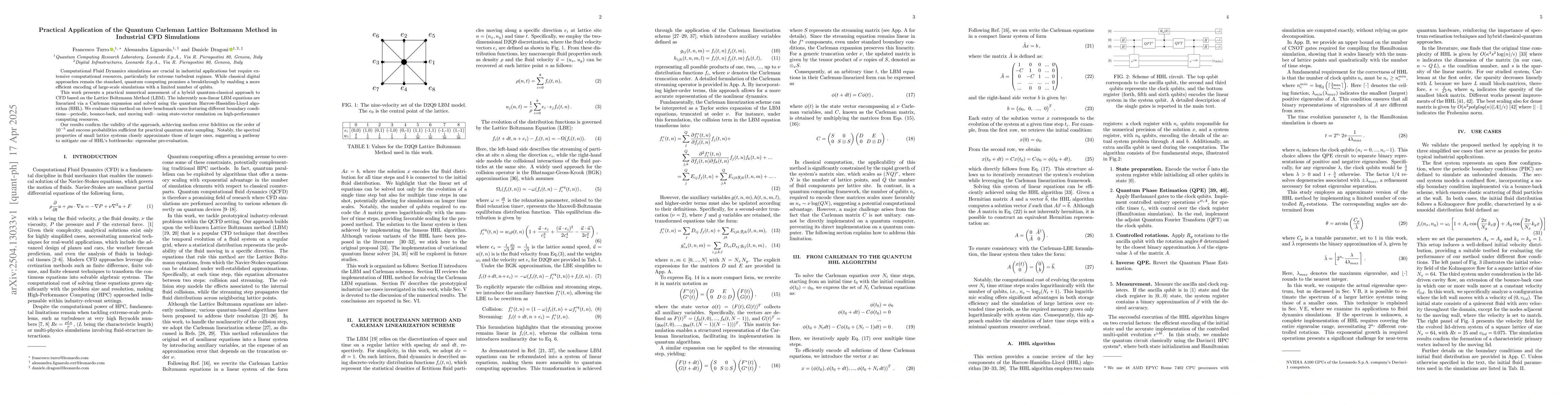 Thumbnail for Practical Application of the Quantum Carleman Lattice Boltzmann Method
  in Industrial CFD Simulations