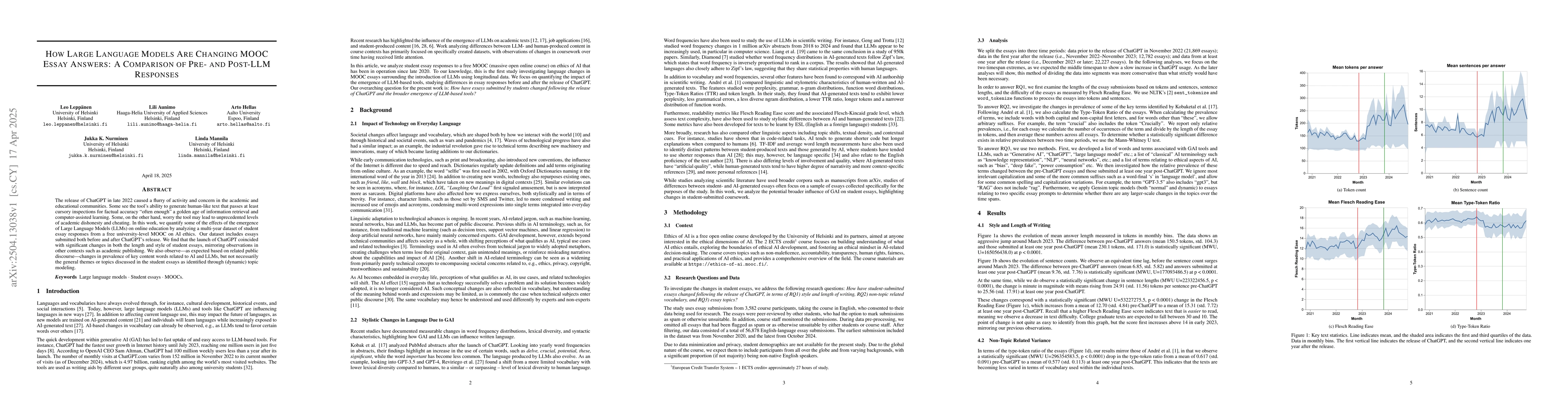 Thumbnail for How Large Language Models Are Changing MOOC Essay Answers: A Comparison
  of Pre- and Post-LLM Responses