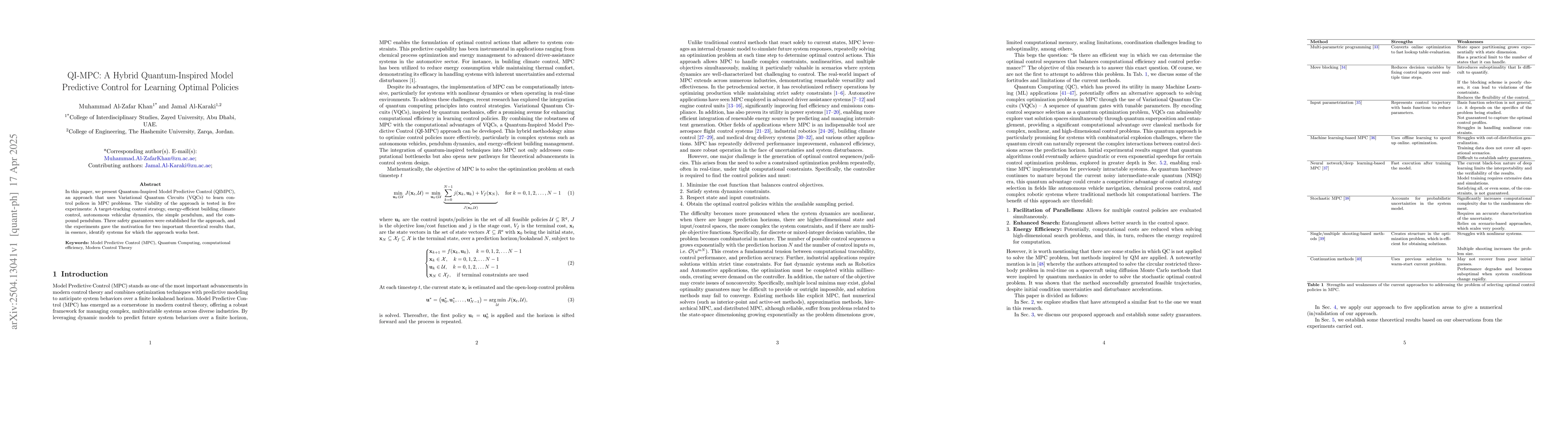Thumbnail for QI-MPC: A Hybrid Quantum-Inspired Model Predictive Control for Learning
  Optimal Policies