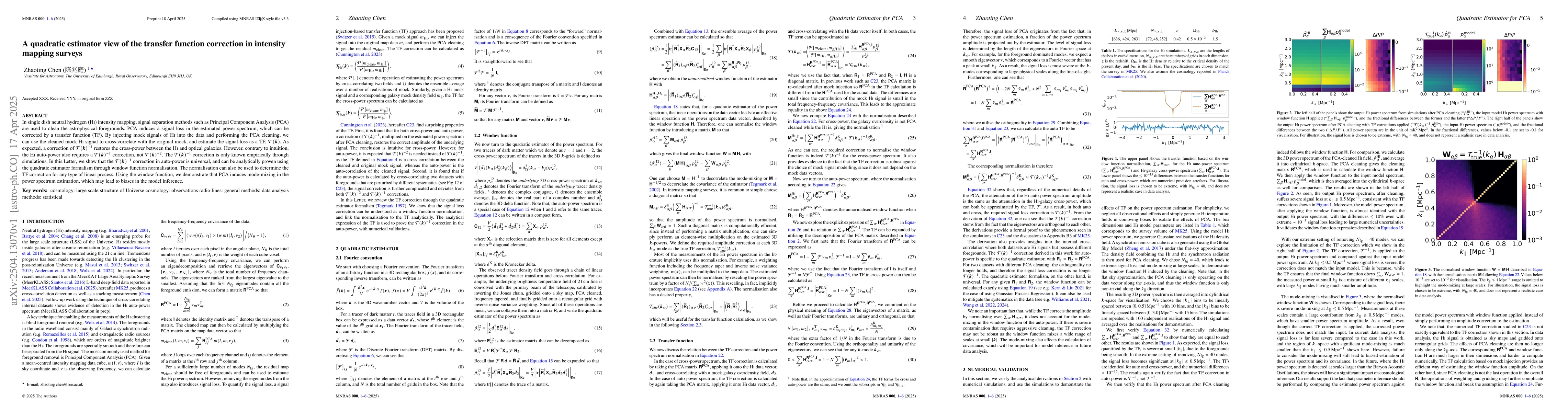 Thumbnail for A quadratic estimator view of the transfer function correction in
  intensity mapping surveys