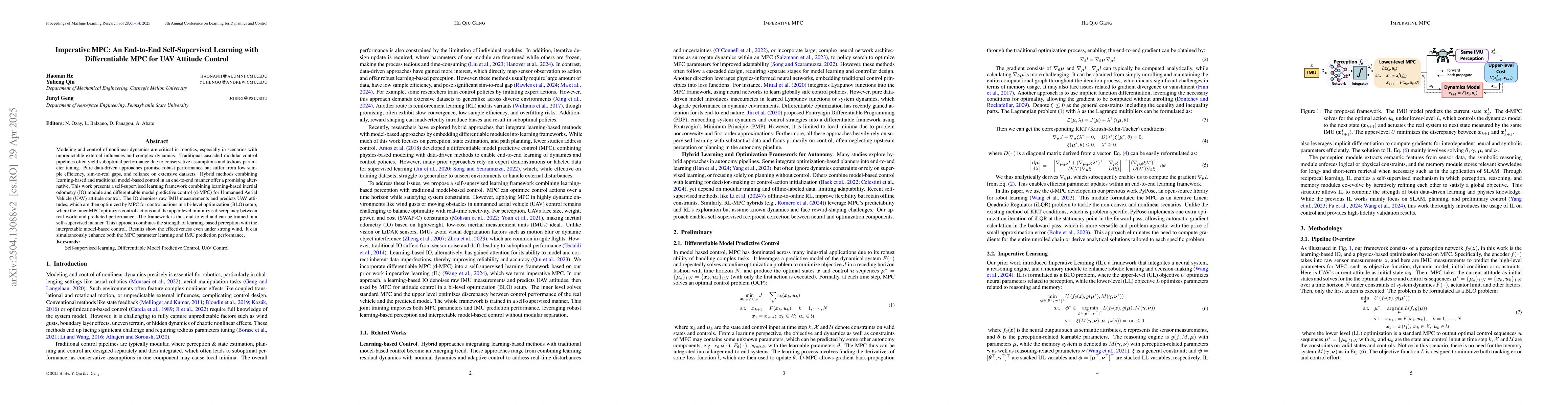 Thumbnail for Imperative MPC: An End-to-End Self-Supervised Learning with
  Differentiable MPC for UAV Attitude Control