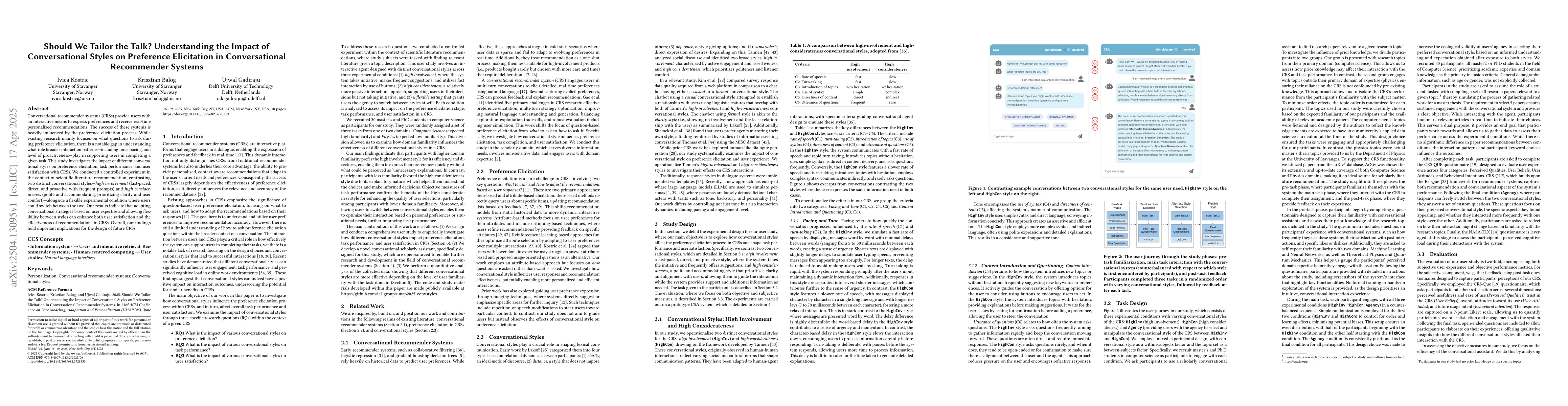 Thumbnail for Should We Tailor the Talk? Understanding the Impact of Conversational
  Styles on Preference Elicitation in Conversational Recommender Systems